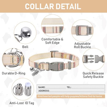 Small Dog Harness Collar and Leash Set, Step in No Chock No Pull Soft Mesh Adjustable Dog Vest Harnesses Plaid Reflective for Dogs Puppy Cats Kitten Rabbit (Beige Red, XXXS) - color: Beige Red, size: XXXS