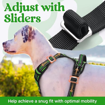 rabbitgoo Dog Harness Small Sized, No Pull Dog Vest with 3 Buckles, Adjustable Soft Padded Pet Harness with Easy Control Handle and Reflective Strips, Green, S - color: Green, size: Small