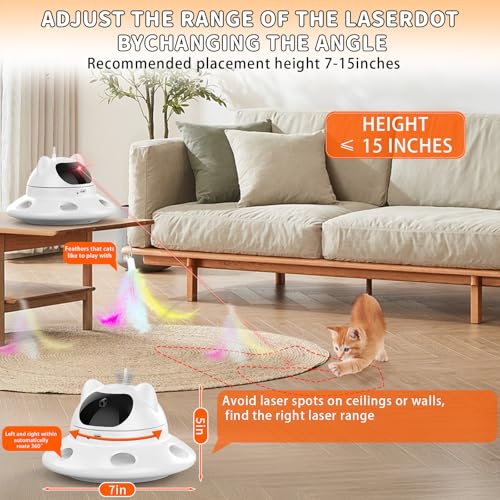3-in-1Interactive AI Smart Play Cat Toy – Automatic Laser & Feather Toy for Indoor Cats, Keeps Cats Busy When Home Alone
