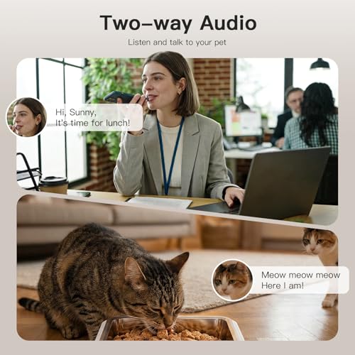 6L Automatic Cat Feeder with Camera, 1080P HD Camera Live Video, Night Vision 2-Way Audio, WiFi & App Remote Control, Programmable Pet Feeder, Smart Timed Dry Food Dispenser for Cat & Dog - size: Single Basin - 6L