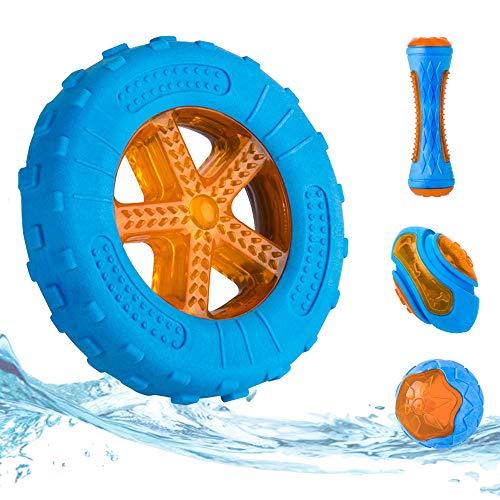 Dog Squeaky Toys, Pool & Beach Toys for Interactive Fetch & Play, TPR