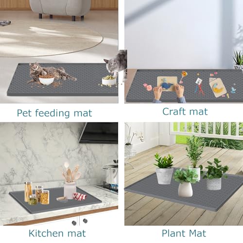 Cat Litter Mat for Litter Box, Silicone Large Cat Litter Trapping Mat - 51.2x25.6 in, Waterproof & Non-Slip, Durable & Easy Clean, Gray - color: Grey, size: 51.2"L x 25.6"W