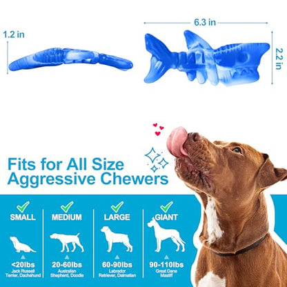 PETSTA Dog Chew Toys for Aggressive Chewers, Durable Toys for Large Dogs, Heavy Duty Indestructible Large Dog Toys, Tough Dog Toys for Medium/Large Dogs Breed - color: BlueFish