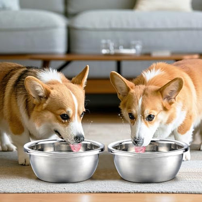2 Pcs 0.5 Gallon Dog Bowls for Small Dogs - Food Grade Stainless Steel Metal Water Bowl, Easy to Clean Food Bowls for Indoor Outdoor - size: 0.5 Gallon
