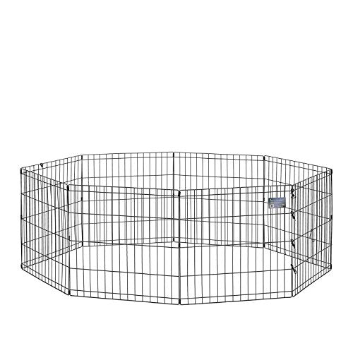 MidWest Homes for Pets 24-Inch Exercise Pen, for Indoor and Outdoor use, 16 Sq Feet of Play, Folding Dog Pen, No Door Design for Maximum Security, Easy to Set Up, Foldable Dog Playpen - color: Black No Door, size: 24" H