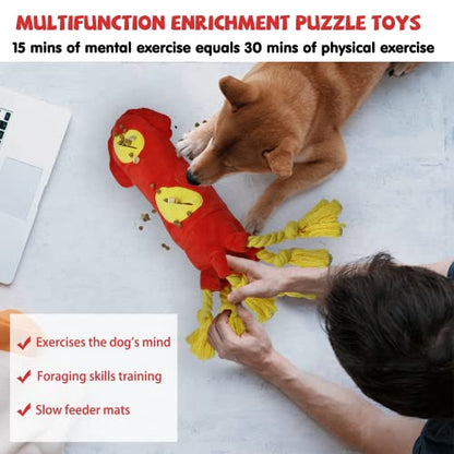 lilfrd Water Bottle Dog Toys - Dog Puzzle Squeaky Enrichment Treat Dispensing Rope Snuffle Plush Toy, No Stuffing Durable Soft Crunchy Toys for Small Medium Large Dogs Puppy - Octopus Squid - style: Octopus