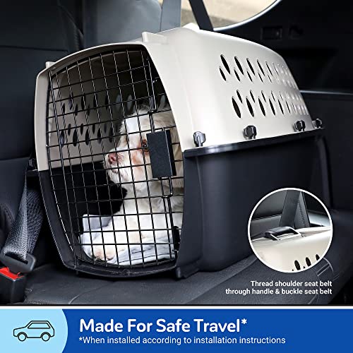 Petmate Vari Dog Kennel Portable Carriers & Crates for Smaller Dogs or Puppies and Pets 10 to 20 lbs, Airline-Friendly Plastic Pet Carrier Home and Travel, 24" Long, Taupe & Black, 24” x 16.7” x 14.5” - size: 24.0"L x 16.7"W x 14.5"H