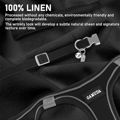 Small Dog Harness Collar and Leash Set, Step in No Chock No Pull Linen Fabric Soft Mesh Dog Vest Harnesses Reflective for Dogs Puppy Cats Kitten Rabbit (Black, XS) - color: Black, size: X-Small
