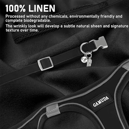 Small Dog Harness Collar and Leash Set, Step in No Chock No Pull Linen Fabric Soft Mesh Dog Vest Harnesses Reflective for Dogs Puppy Cats Kitten Rabbit (Black, XS) - color: Black, size: X-Small
