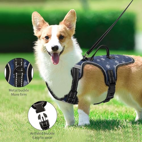 Snowflake Dark Blue Reflective Dog Walking Gear for Bunny Night Walking Essentials Animal Vest for Dogs chalecos para Perros - size: M