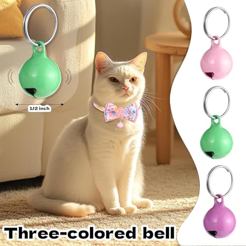 Cat Collar Breakaway, HYQHYX Floral Kitten Collar with Bell, Cute Cat Collar with Bow for Girl Boy Removable Bowtie (Pink + Green) - color: Pink + Green