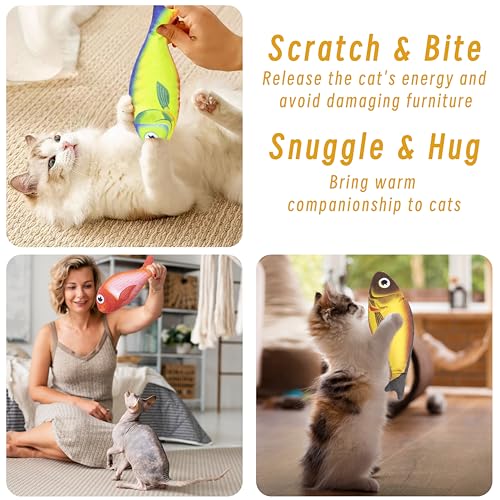 Soft Catnip Toys Fish, 3 Pack Bell Sound Cat Toys, Interesting Indoor Cat Kicker Toys, Durable and Highly Interactive Catnip Toys (Lucky Fish) - color: Lucky Fish