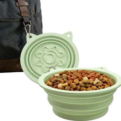 Collapsible Dog Bowls 2 Pack (650ml Each) – Foldable Silicone Travel Bowl Set with Slow Feeder, Water Bowl & Carabiner Clip for Hiking Camping | Dishwasher Safe | for Medium to Large Dogs