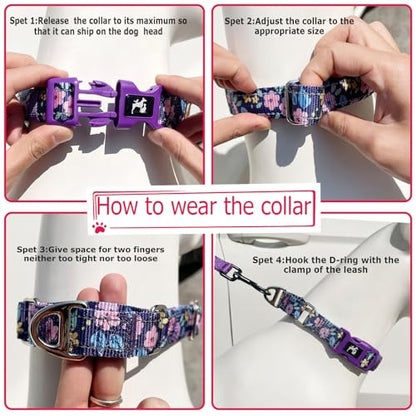 Pink Daisy Martingale Dog Collars for Dogs, Reflective Nylon Dog Collar with Buckle Adjustable Training, Walking, Hunting No Slip Dog Collar (Small, Daisy) - color: 1, size: S