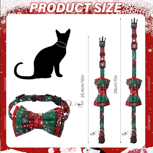 10 Pcs Christmas Cat Collar Breakaway with Bow Tie and Bell Kitten Collars Removable Bowtie Plaid Cat Collar for Cats Kittens Puppy Christmas Supplies - color: colorful