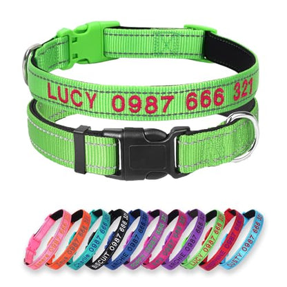 Padded Dog Collar,Soft Neoprene Personalized Pet Collar,Custom Embroidered Pet Name and Phone Number,Breathable Nylon Dog Collars,Quick Release Snap Buckle Dog Collar,Grass Green - color: Grass Green
