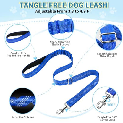 Lukovee No Pull Dog Harness and Leash Set, Soft Padded Small Dog Harness, Neck & Chest Adjustable Reflective Vest Puppy Harness with 4ft Lightweight Anti-Twist Dog Leash for Small Dogs (S, Blue) - color: Blue, size: S ( Chest 17.5'' ~ 22'')