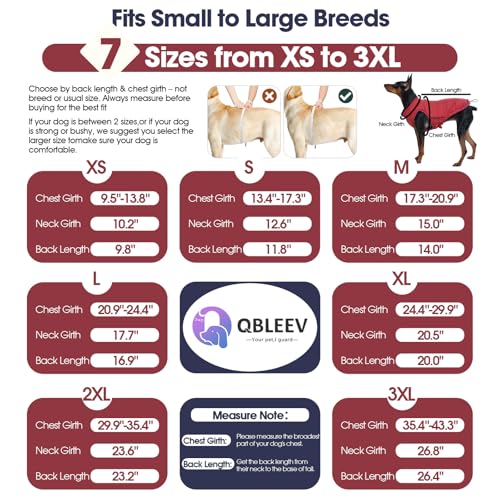 QBLEEV Reversible Dog Jacket for Large Dogs, Waterproof Windproof Winter Coat with Adjustable Hook & Loop Design, Lightweight Puffer Vest Keeps Dogs Warm & Dry, Wine Red, XL – Fits Pitbull, Boxer - color: Date-Red, size: X-Large
