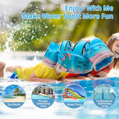 Toddler Swim Vest Floaties for 22-66 lbs / 2-6 Y Kids Swim Jacket with Adjustable Safety Buckle Arm Wings Swim Training for Boys and Girls Beach Boating Pool Floats - color: Dinosaur