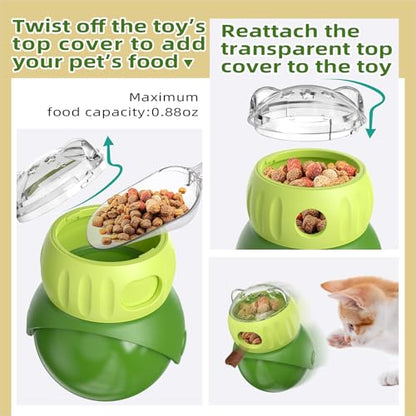 Wobble Treat Dispenser Ball for Indoor Cat & Tiny/Small Dog Enrichment Toy Interactive Slow Feeder, Kitten Stimulating Balls, Puppy Puzzle Toys