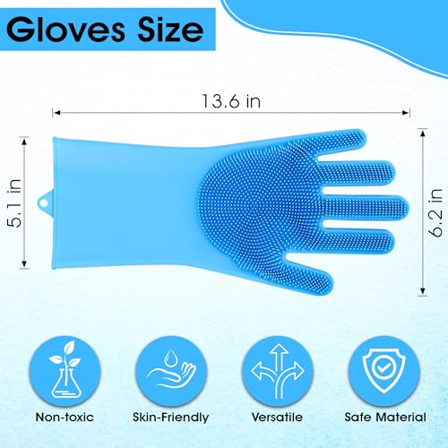 High-Density Silicone Pet Grooming Gloves with Enhanced Five Finger Design for Bathing, Massaging Dogs and Cats (Blue) - color: Blue