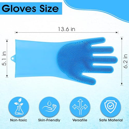 High-Density Silicone Pet Grooming Gloves with Enhanced Five Finger Design for Bathing, Massaging Dogs and Cats (Blue) - color: Blue