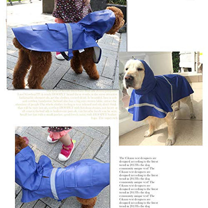 NACOCO Large Dog Raincoat Adjustable Pet Water Proof Clothes Lightweight Rain Jacket Poncho Hoodies with Strip Reflective (L, Blue) - color: Blue, size: Large (Pack of 1)