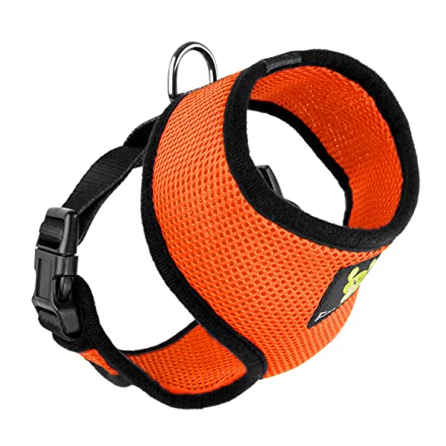 Dog Harness Soft Gentle No Pull No Choke Dog Harnesses Double Padded Halter Ultra Cushion Walking Breathable Mesh Dog Vest for Puppies XS Small Medium Large XL (Medium (Neck 12 to 14 in), Orange) - color: Orange