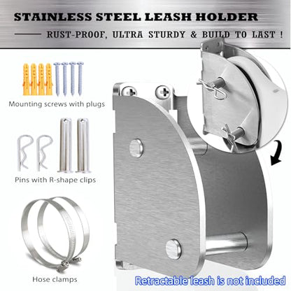 Heavy Duty Retractable Dog Leash Holder,Secure Dog Parking Station for Hands-Free Convenience,Rustproof&Chewproof Wall Mount Hook,Indoor-Outdoor Safety Anchor for All Dog Sizes - size: Standard