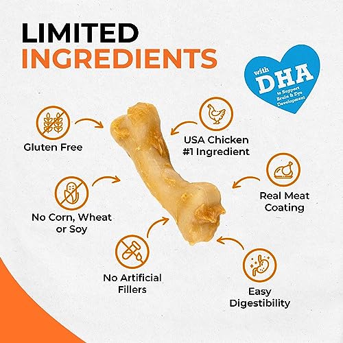 Canine Naturals IrresistiBONES Long Lasting Puppy Chicken and Rice Chew - Made with USA Chicken - All Natural - Added DHA for Healthy Growth - 3 Pack - size: 1 Count (Pack of 3)