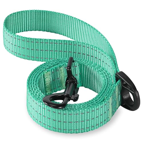 Mile High Life Heavy Duty Dog Leash for Large and Medium Dogs, Reflective Leash for Night Safety, Strong and Durable Leashes for Walking and Training (4FT x 1''Wide, Green) - color: Green, size: 1" x 4 FT