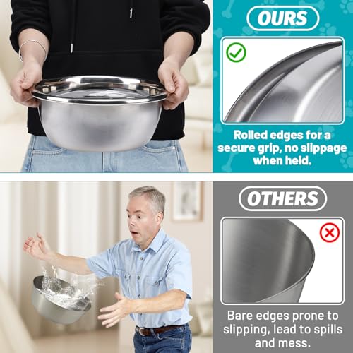 2Pcs 1.3 Gallons Large Dog Bowls - Food Grade Stainless Steel Metal Water Bowl, Ample Capacity & Easy to Clean Food Bowls for Large X-Large Dogs Indoor Outdoor - size: 1.3 Gallons