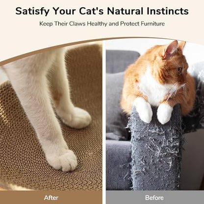FUKUMARU Cardboard Cat Scratcher Bed, 2-in-1 Oval Cat Scratch Pad, Cats Scratching Board Lounge Bed Indoor, Durable Modern Kitty Scratcher Bowl, Cats Scratch Furniture Protector, Wood Color - color: Wood
