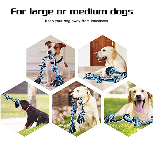 Bmag Dog Rope Toys for Aggressive Chewers, Interactive Heavy Duty Dog Toys for Medium Large Dogs, Tough Twisted Rope Toy with 5 Knots (Blud) - color: Blue