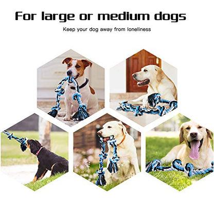 Bmag Dog Rope Toys for Aggressive Chewers, Interactive Heavy Duty Dog Toys for Medium Large Dogs, Tough Twisted Rope Toy with 5 Knots (Blud) - color: Blue