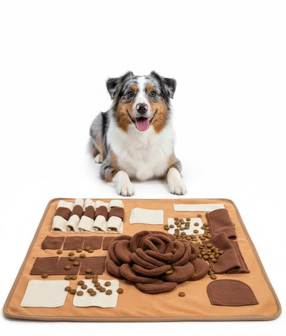 Snuffle Mat for Dogs – Interactive Feeding Mat for Slow Eating, 23.6 in x 23.6 in, Mental Stimulation & Boredom Relief (Beige Brown) - color: Beige Brown