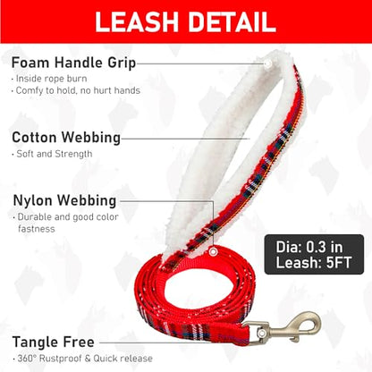 Small Dog Harness Collar and Leash Set, Step in No Chock No Pull Soft Mesh Adjustable Dog Vest Harnesses Plaid Reflective for Dogs Puppy Cats Kitten Rabbit (Warm Red, XXS) - color: Warm Red, size: XXS