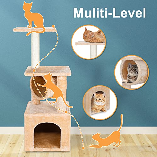 ZENY 36 inches Cat Trees for Kittens Cat Furniture Towers with Scratching Posts, Double Perches, and Roomy House Kitty Cat Activity Trees Climber Towers