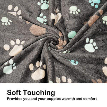 Dono 1 Pack 3 Dog Blankets, Soft Fluffy Fleece Pet Blanket Warm Sleep Mat Paw Print Design Puppy Kitten Throw Blankets Doggy Blanket for Dogs - color: Gray Paw, size: L(41*31")