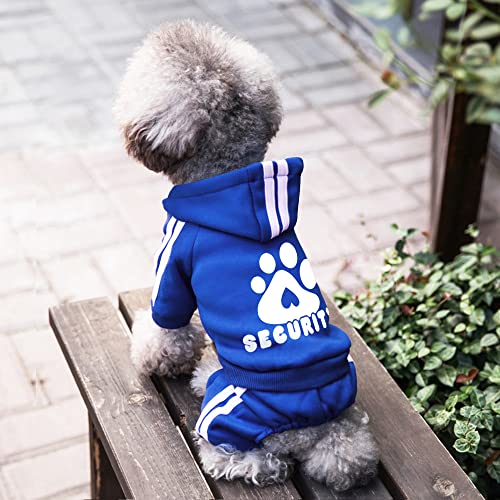 Dog Hoodie Security Clothes 4 Legs Jumpsuit Sweatshirt Hoodies Soft & Warm Dog Outfit Pullover Dog Winter Clothes Sweater for Small Medium Large Dogs Cats (Blue, Medium) - color: Blue, size: Medium