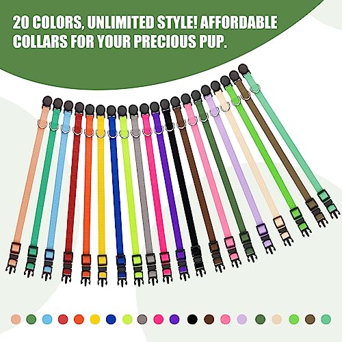 20 PCS Puppy Collars for Litter,Puppy Collars for Small Puppies,Nylon Breakaway ID Collar Whelping Litter Collars(S) - size: S