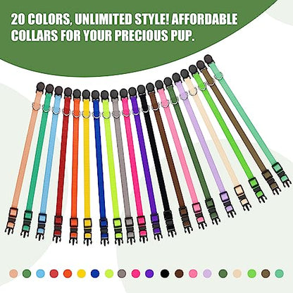 20 PCS Puppy Collars for Litter,Puppy Collars for Small Puppies,Nylon Breakaway ID Collar Whelping Litter Collars(M) - size: M