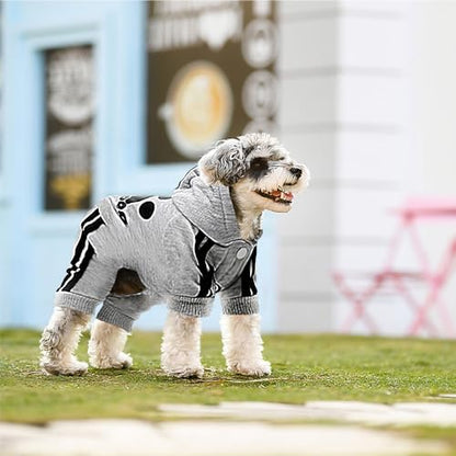 Dog Hoodie 4 Legs Jumpsuit for Small Dogs Puppy Clothes Dog Pullover Sweatshirt Cotton Doggie Winter Coat Cat Apparel (Small, Grey) - color: Grey, size: Small