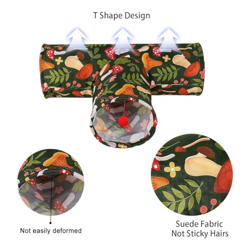 3 Way Washable Hideout Toys, Small Pet Tunnels and Tubes for Baby Rabbit Ferret Hamster Chinchilla Hedgehog Hiding and Resting (Mushroom) - color: Mushroom