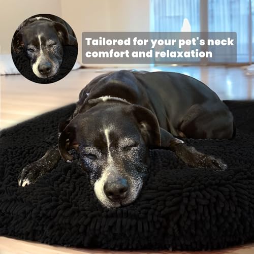 Muddy Mat® Cloud K-9 Bed for Dogs & Cats, Soft & Relaxing Donut Dog Bed, Chenille Material, Removable Cover, Washable & Dryer Safe–Black Large(40'x40') - color: Black, size: Large (40''X40'')