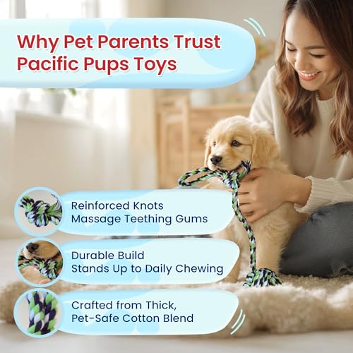 Pacific Pups Products Dog Rope Toys for Medium Dogs & Small Dogs 5 Pack - Puppy Teething Toys and Small Dog Toys - 5 Puppy Chew Toys for Teething - size: 5 Pack