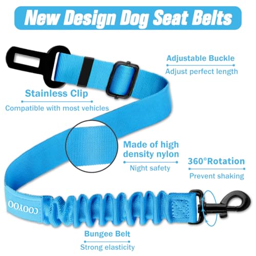 Dog Seat Belt, Durability Retractable Dog Car Harness Adjustable Dog Seat Belt for Vehicle Nylon Pet Safety Seat Belts Heavy Duty & Elastic - color: Set 01 Pack B-Blue