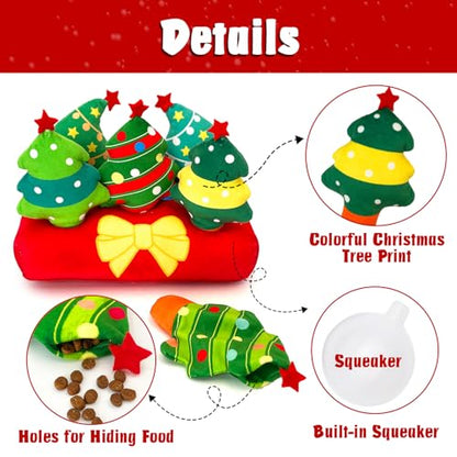 Christmas Hide and Seek Dog Toys, Squeaky Interactive Puzzle Dog Toys for Boredom and Stimulation, Dog Enrichment Toys for Small and Medium Dogs (Christmas Trees, Pack of 6) - style: O-Christmas Tree