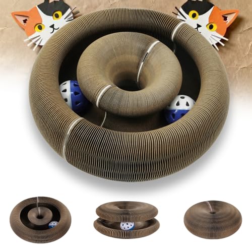 Magnetic Magic Organ Cat Scratcher Toy, Extra-Thick & Large Connectable Cardboard Scratching Board with Bell Ball, Interactive Enrichment Toy for Indoor Cats & Kittens (2 Pack) - size: 2 Pack