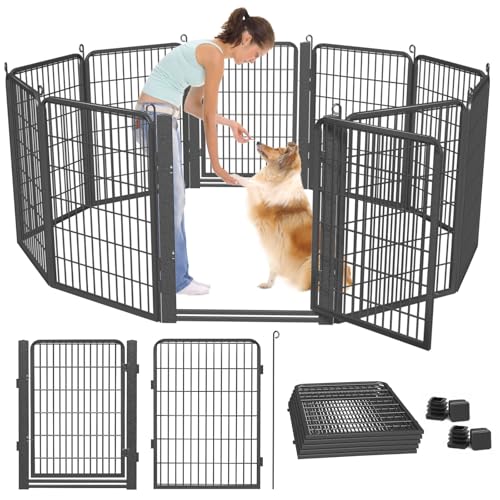 Low Threshold Dog Playpens Fence Indoor, 40 inch 10 Panels Heavy Duty Metal Outdoor Pet Playpen for Large/Medium/Small Dogs, Tall Dog Play Exercise Pens Outside - color: 10 Panels-40 Inch
